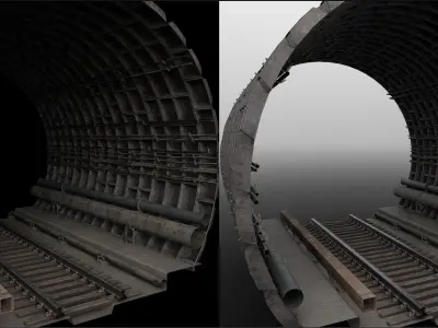 Railway tunnel Low-poly 3D model