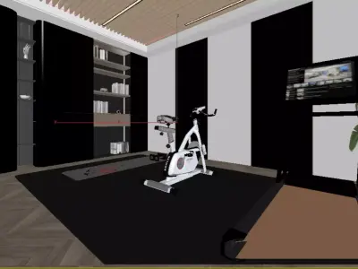 Modern luxury style home fitness area 3D model