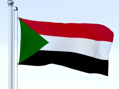 Animated Sudan Flag Low-poly 3D model
