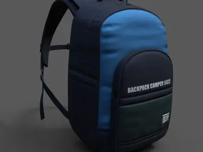 Backpack Camping Generic military combat bag baggage pockets  Low-poly 3D model