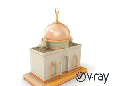 Symmetrical Mosque with Crescent Moon model pack Low-poly 3D model