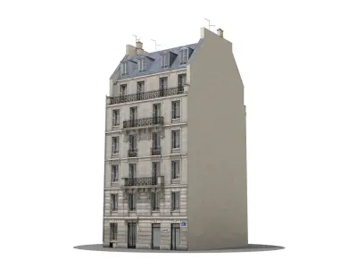 Old Paris House 001 Low-poly 3D model