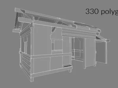 Lowpoly shanty houses Low-poly 3D model