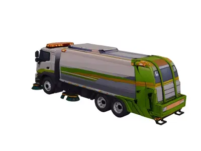 Low Poly Street Sweeper Service Vehicle PBR Texture Low-poly 3D model
