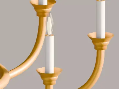 Stylized Gold Candle Chandelier  Low-poly 3D model