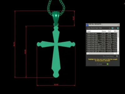 Light Gold 18K Cross Pendant 2CP010 3D print model