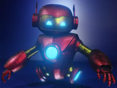 Robot with glowing eyes 3D model