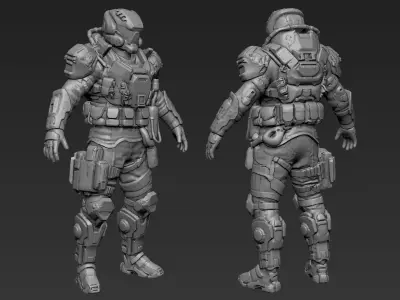 Sci-Fi Military Armour Basemesh 001 3D model