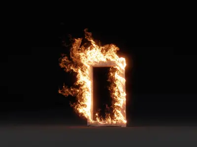 3D Door Frame Fire 3D model
