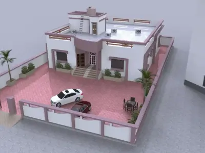Modern House A140 - 3D Model  Renders  DWG 3D model