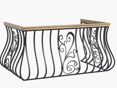 metal forged balcony railing 3D model