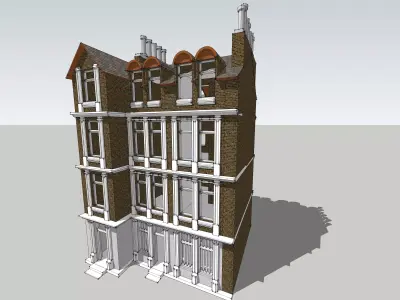 House-2 building with windows and balconies 3D model