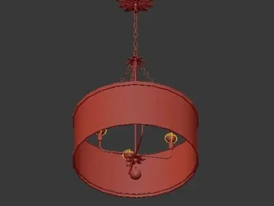 Broche 6 Light Antique Gold Chandelier 3D model