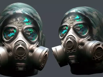 Gas mask helmet 3d model military combat Low-poly Low-poly 3D model