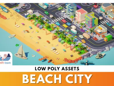 Beach City MEGA Pack - Low Poly Assets Low-poly 3D model