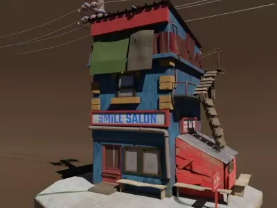 Cartoon Ghetto Flat Free low-poly 3D model