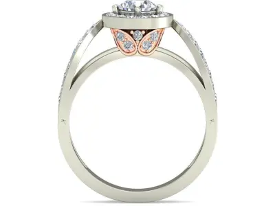 Light Weight White Gold Diamond Ring  -VJR42 3D print model