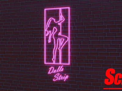 Striptease Signboard Low-poly 3D model
