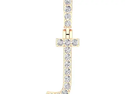 Alphabet J-letter single row pendant 3D print model