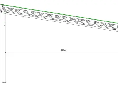 Carport metal structure with glass roof 3D model