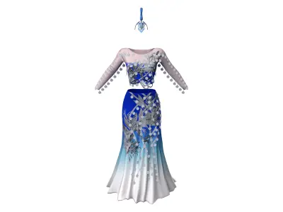 Traditional Asian Peacock Dancing Costume Low-poly 3D model