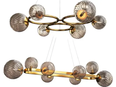 SILVANA Collection chandelier made of brass and glass balls Low-poly 3D model