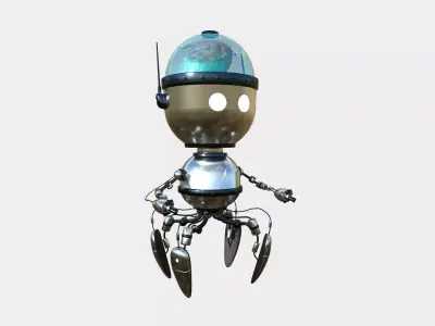Brain Robot G08 Aluminum - SciFi Character Design Low-poly 3D model