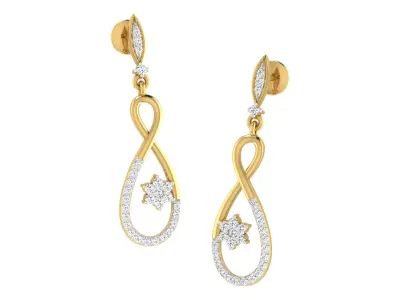 Light Weight Gold Diamond Earring  -earr34 3D print model