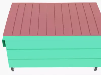 Dumpster trash can on wheels Low-poly 3D model