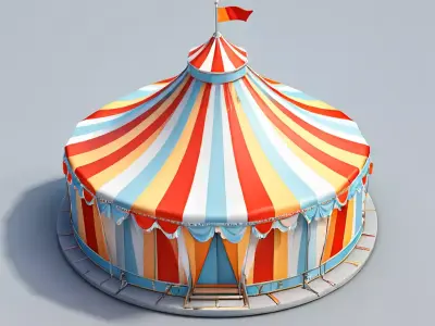 Striped Circus Tent 3D Model Low-poly 3D model