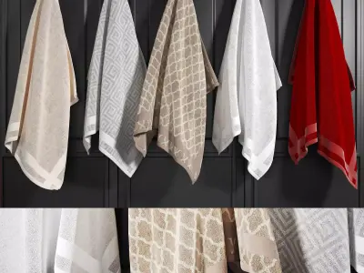 Towels 1 set of hanging on door 3D model