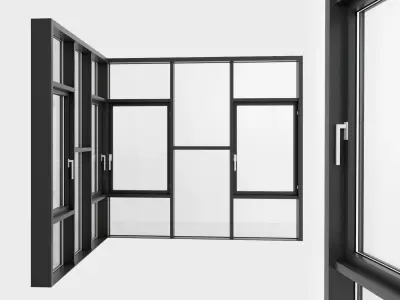 Panoramic glazing Stained glass 96 Low-poly 3D model