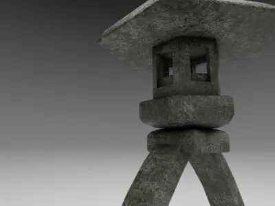 Kenrokuen japanese lantern Low-poly 3D model