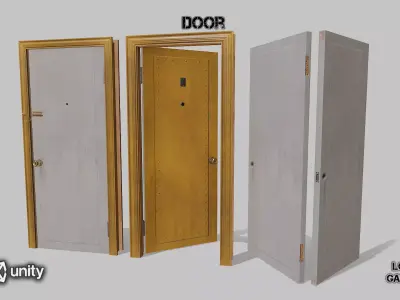 Door yellow 04 Low-poly 3D model