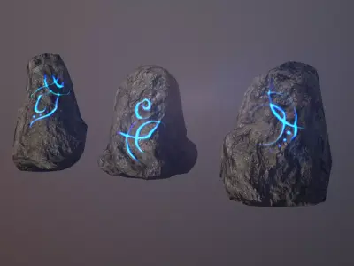Runic stones Low-poly 3D model