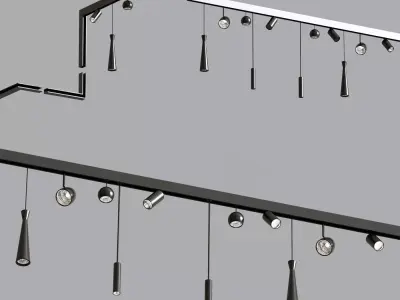 5 ceiling Track Light Project 3D model