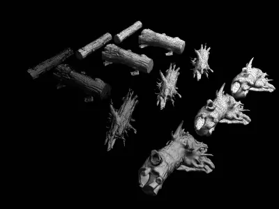 Tree Trunks Pack Low-poly 3D model