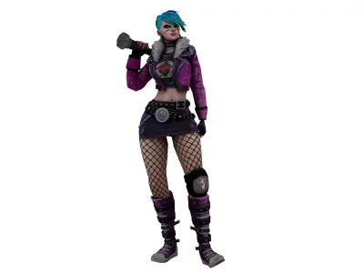 Cyberpunk Girl  3D Character Model Game Ready Rigged Low-poly 3D model