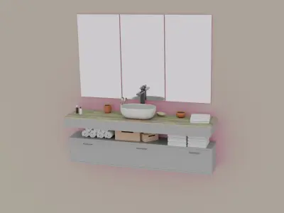 Bath Sink Wall Low-poly 3D model