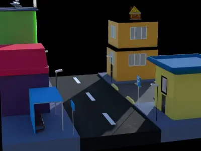 Low poly street city Low-poly 3D model
