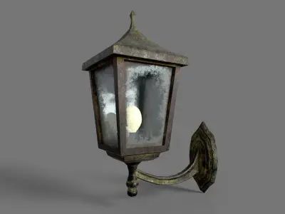 Old Rusted Outdoor Wall Lamp Low-poly 3D model