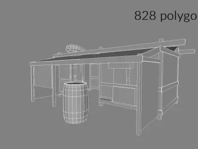 Lowpoly shanty houses Low-poly 3D model