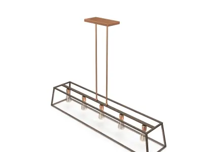 Sleek Minimalist Island Chandelier 5 Light Bronze Free 3D model