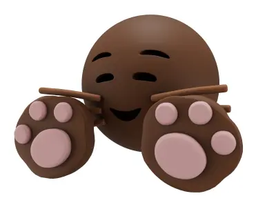 Cat Smiling Face With Cat Paw Emoji v1 004 Low-poly 3D model