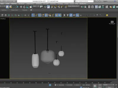 Light set three glass pendant lights hanging Low-poly 3D model