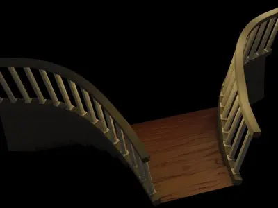 Stairs wooden staircase Low-poly 3D model