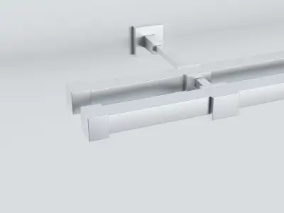 Curtain Rods with Hangers Cube Ends 3D model