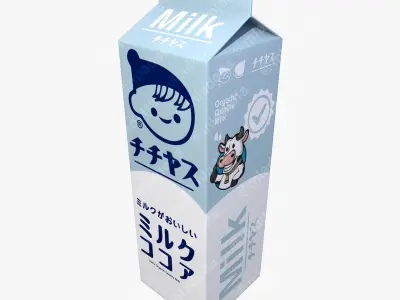 Japanese Milk Carton Box Low-poly 3D model
