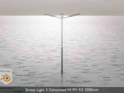 Street Light 3 Galvanized F4 M1 K0 3000 mm Low-poly 3D model