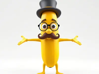 Charming Banana Gentleman Character Rigged and Animated Low-poly 3D model